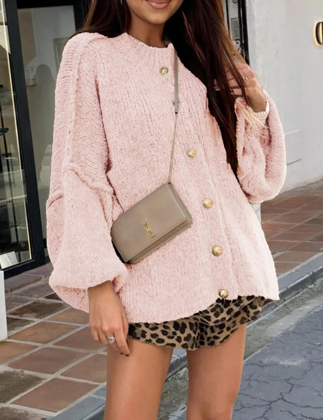 Oversized Knit Button-Down Batwing Sleeve Cardigan | Cardigans Daverri Fashions