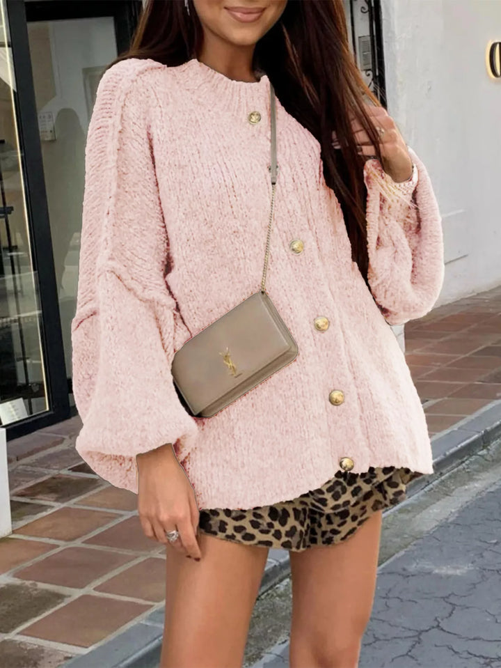 Oversized Knit Button-Down Batwing Sleeve Cardigan | Cardigans Daverri Fashions