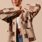 SO ME Checkered Open Front Cardigan with Pockets