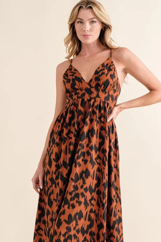 And The Why Leopard Print Plunge Maxi Dress Maxi Dresses