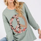 SAGE + FIG Floral Peace Patch Round Neck Top - DAVERRI FASHIONS