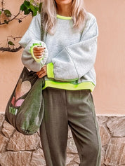 Contrast Trim Oversized Sweatshirt | Sweatshirts Daverri Fashions