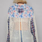 POL Floral Slit Back Plaid Patchwork Shirt Shirt