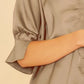 Annie Wear Satin V Neck Open Short Sleeve Woven Blouse Top Tops
