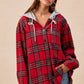 BiBi Brushed Plaid Hooded Jacket - DAVERRI FASHIONS