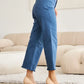 RFM Crop Chloe Tummy Control High Waist Raw Hem Jeans - DAVERRI FASHIONS