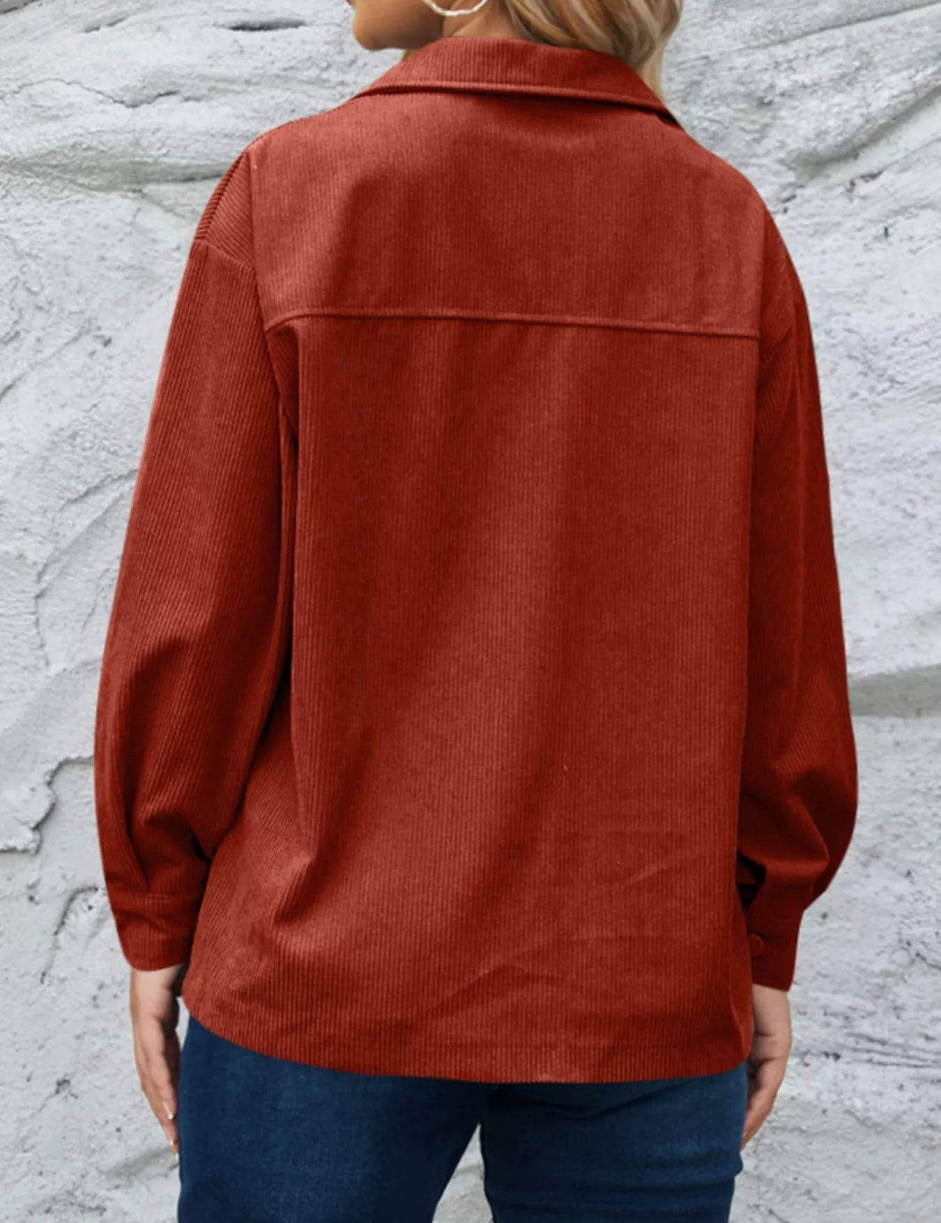 Corduroy Button-Down Shacket | Shackets Daverri Fashions