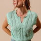 SO ME Notched Neck Cable Knit Sweater Vest