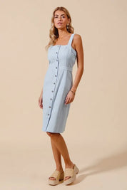 SO ME Button Down Pocket Front Pinafore Dress | Daverri Fashions