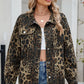 Leopard Print Oversized Denim Jacket - DAVERRI FASHIONS