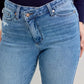 Judy Blue High Waist Bf Criss-cross Mild Destroy Jeans with Single Cuff - DAVERRI FASHIONS