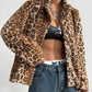 Leopard Button Up Faux Fur Jacket - DAVERRI FASHIONS