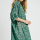 Umgee Metallic Leopard Print V-Neck Kimono Dress