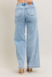 Judy Blue Full Size High Waist Wide Leg Jeans with Skewed Inseam Plus Size | Jeans Daverri Fashions