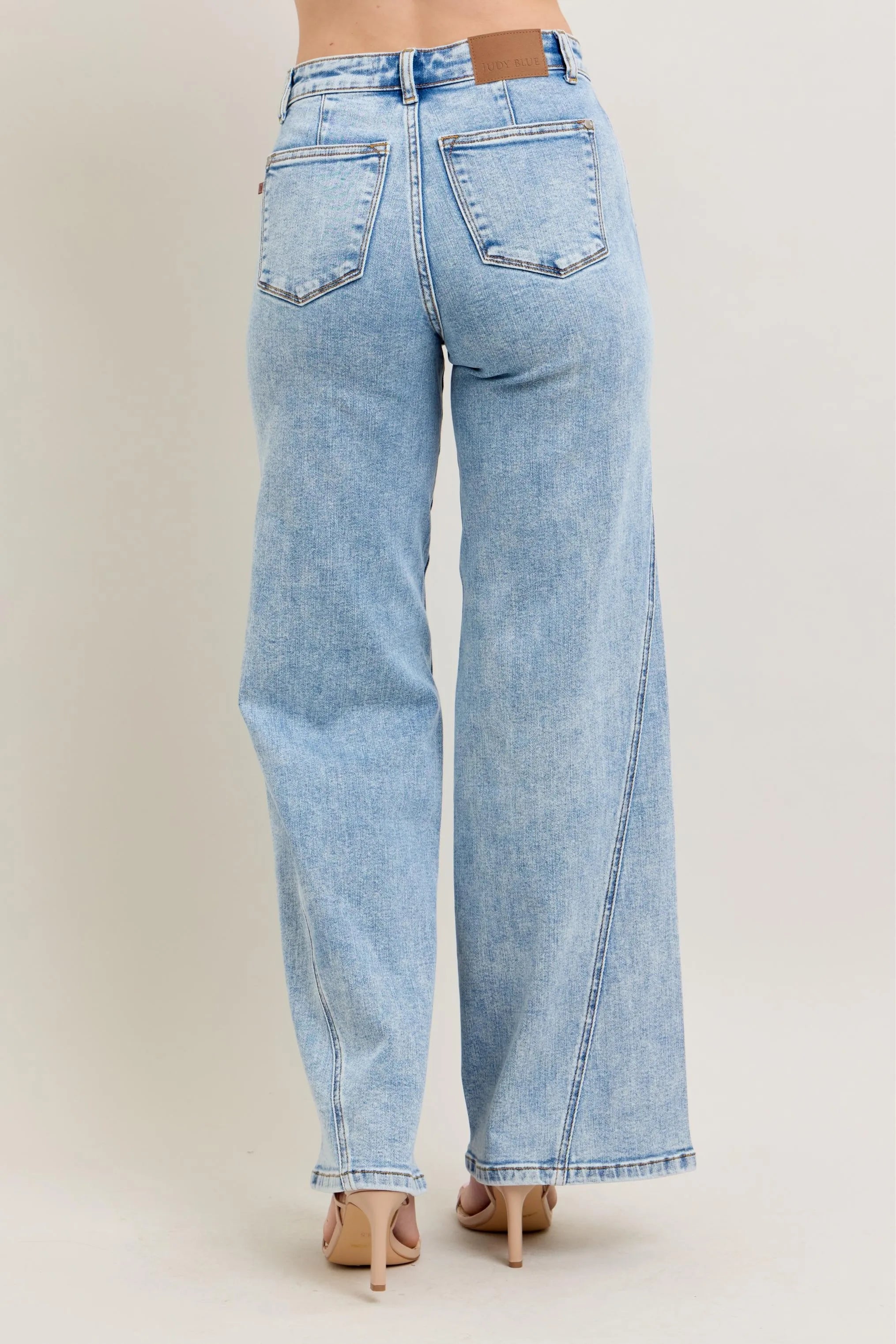 Judy Blue Full Size High Waist Wide Leg Jeans with Skewed Inseam Plus Size | Jeans Daverri Fashions