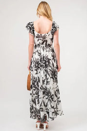 And The Why Ruffled Sleeve Tiered Floral Print Maxi Dress | Daverri Fashions