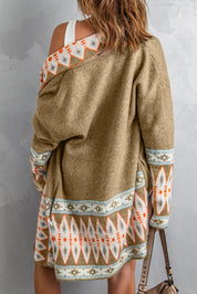 Geometric Open Front Long Sleeve Cardigan | Cardigans Daverri Fashions