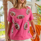 BiBi Game Day Sequins Patched Half Sleeves Top - DAVERRI FASHIONS
