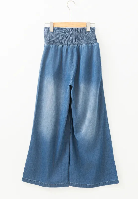 Smocked Wide Leg Jeans | Jeans Daverri Fashions