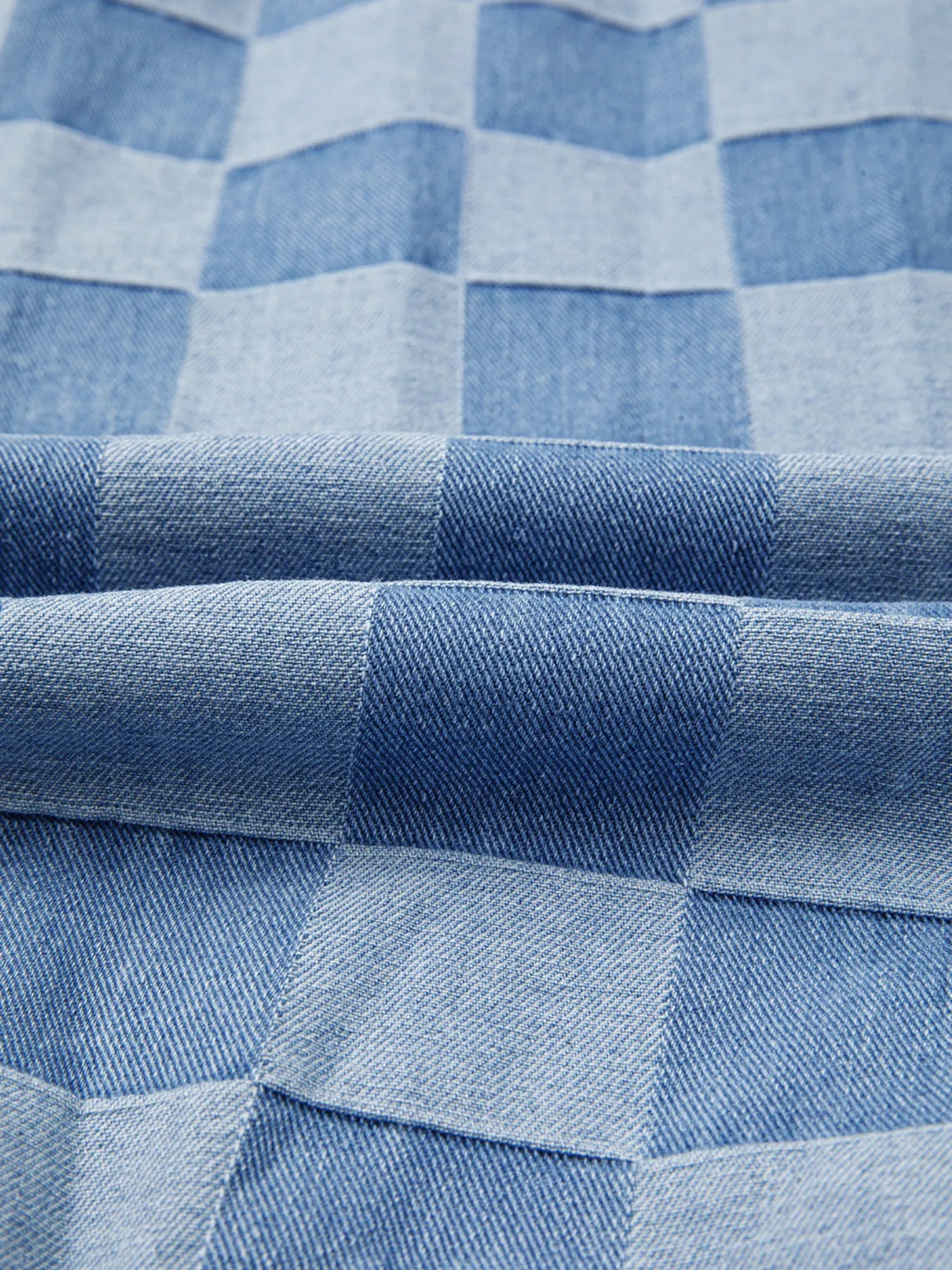 Checkerboard Splicing Raw Detail Oversized Denim Top | Tops Daverri Fashions
