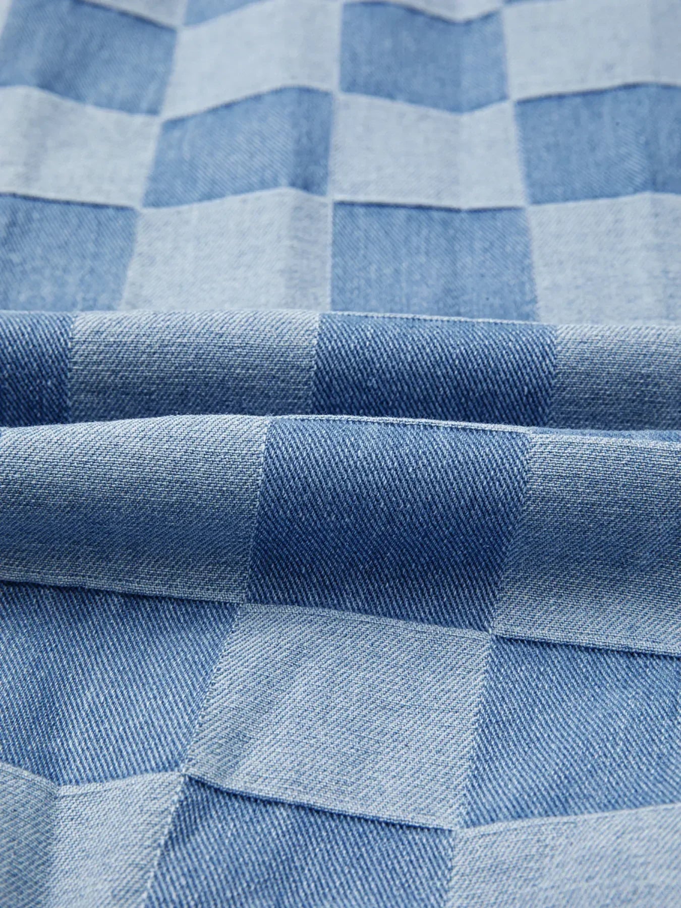Checkerboard Splicing Raw Detail Oversized Denim Top - DAVERRI FASHIONS
