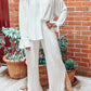 Button Up Long Sleeve Top and Pants Set - DAVERRI FASHIONS
