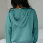 Teal oversized women’s half zip kangaroo pocket mineral wash baggy hoodie