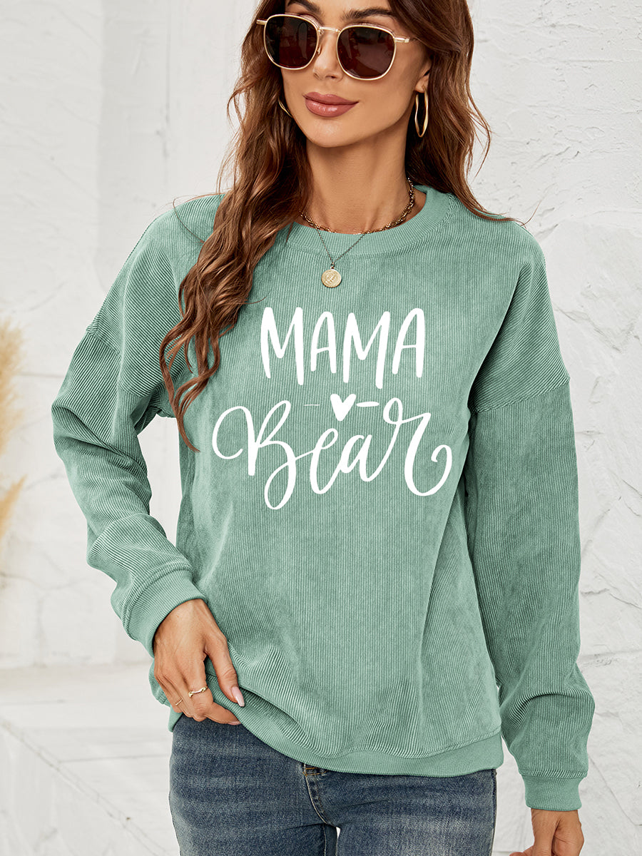 Gum Leaf MAMA Graphic Round Neck Sweatshirt | Sweatshirts Daverri Fashions