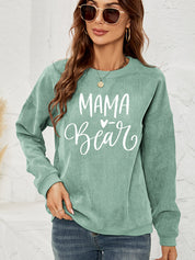 Gum Leaf MAMA Graphic Round Neck Sweatshirt | Sweatshirts Daverri Fashions