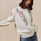SO ME Floral Embroidered Coquette Sweater Cardigan - DAVERRI FASHIONS