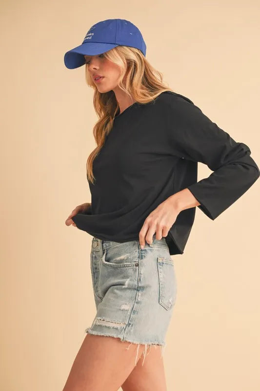 Aemi+Co Round Neck Long Sleeve T-Shirt | Daverri Fashions