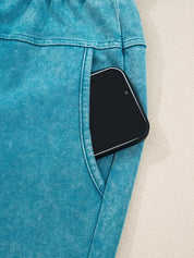 Mineral Wash High Waist Patched Pocket Pants | Pants Daverri Fashions