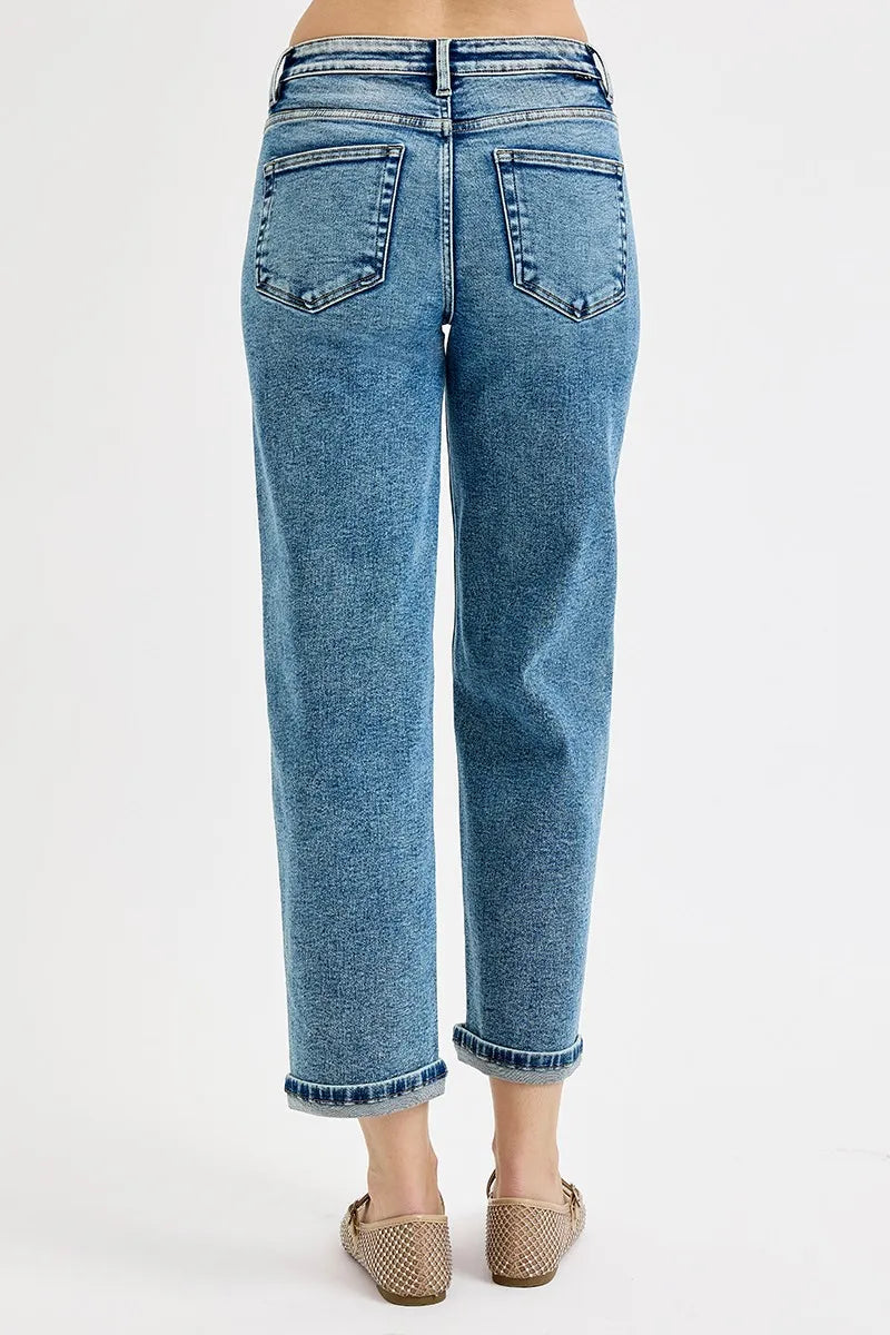 RISEN Full Size High Rise Crop Boyfriend Jeans Plus Size | Jeans Daverri Fashions