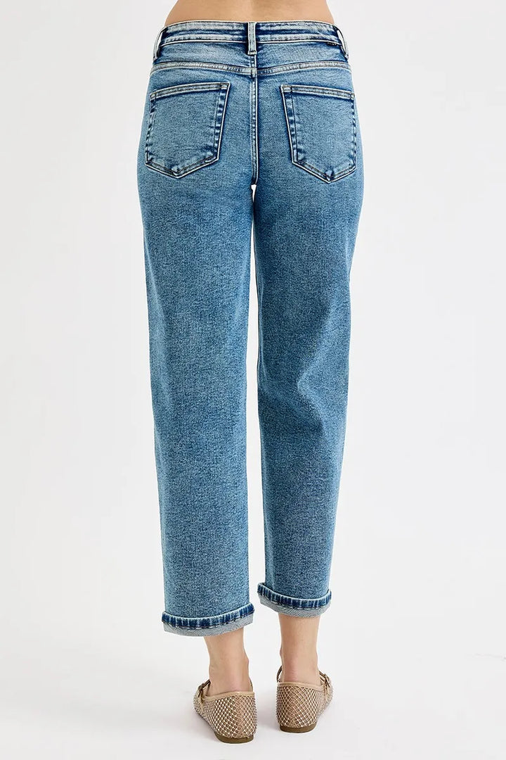 RISEN Full Size High Rise Crop Boyfriend Jeans Plus Size | Jeans Daverri Fashions