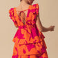 SO ME Floral V Neck Layered Dress with Elasticized Waist
