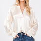 SAGE + FIG Notched Long Sleeve Blouse Blouses