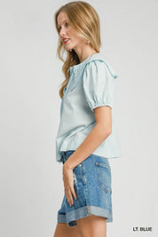 Umgee Tied Collared Short Sleeve Button Down Shirt | Tops Daverri Fashions