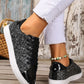 Sequin Lace Up Sneakers - DAVERRI FASHIONS