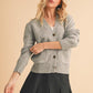 Aemi + Co Ribbed Hem Button Down V-Neck Cardigan - DAVERRI FASHIONS