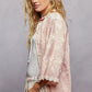Delicate pink POL embroidered floral collared shirt with scalloped edges