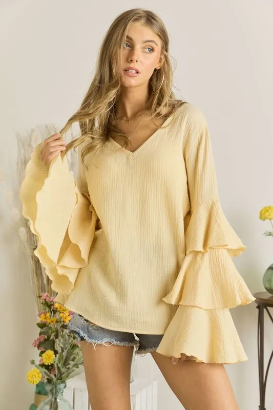 ADORA Layered Bell Sleeve Blouse BANANA Blouses