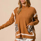 BiBi Mock Neck Sweater with Leopard Pocket Sweaters