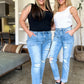 Judy Blue Full Size Distressed Straight Jeans with Patch Pockets Medium