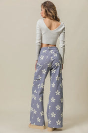 BiBi Flower Printed Side Pocket Wide Pants | Daverri Fashions