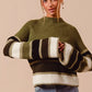 SO ME Multi Color Striped Mock Neck Sweater - DAVERRI FASHIONS