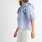 MABLE Stripe Ruffle Shoulder Puff Sleeve Blouse Blouses