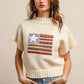 BiBi American Flag Patchwork Drop Shoulder Sweater - DAVERRI FASHIONS