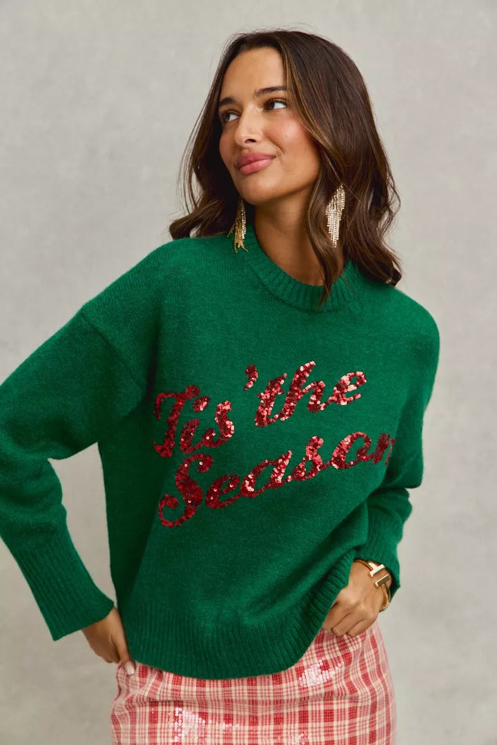 SO ME Sequins Lettering Christmas Holiday Sweater | Sweaters Daverri Fashions