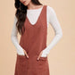 Annie Wear V-Neck Adjustable Strap Denim Overall Dress with Pockets Rust Tops