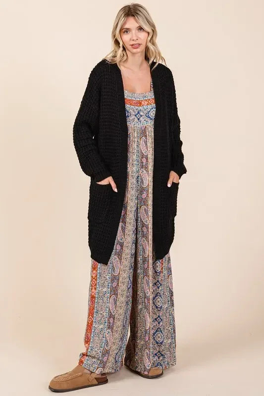 Mittoshop Open Front Long Sleeve Longline Cardigan - DAVERRI FASHIONS